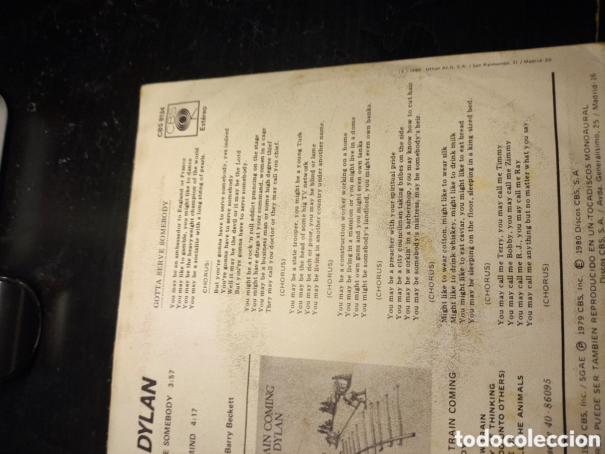 Discos de vinilo: Bob Dylan .B.n.31tendras que servir a alguien - Foto 2