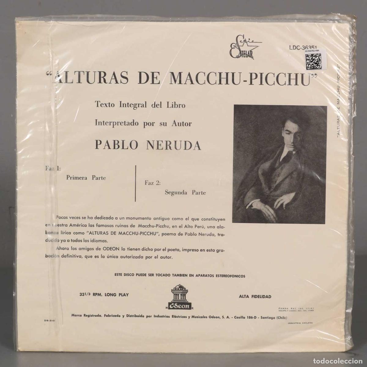 Discos de vinilo: LP. Pablo Neruda &ndash; Alturas De Macchu Picchu - Foto 2