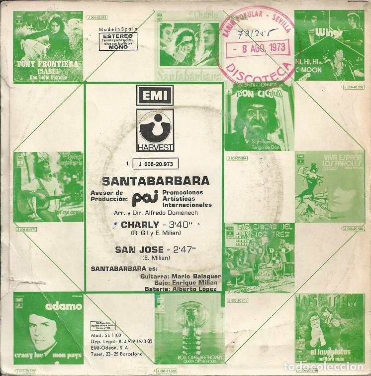 Discos de vinilo: SANTABARBARA &middot;&middot;&middot; Charly / San Jose - (Single) - Foto 2