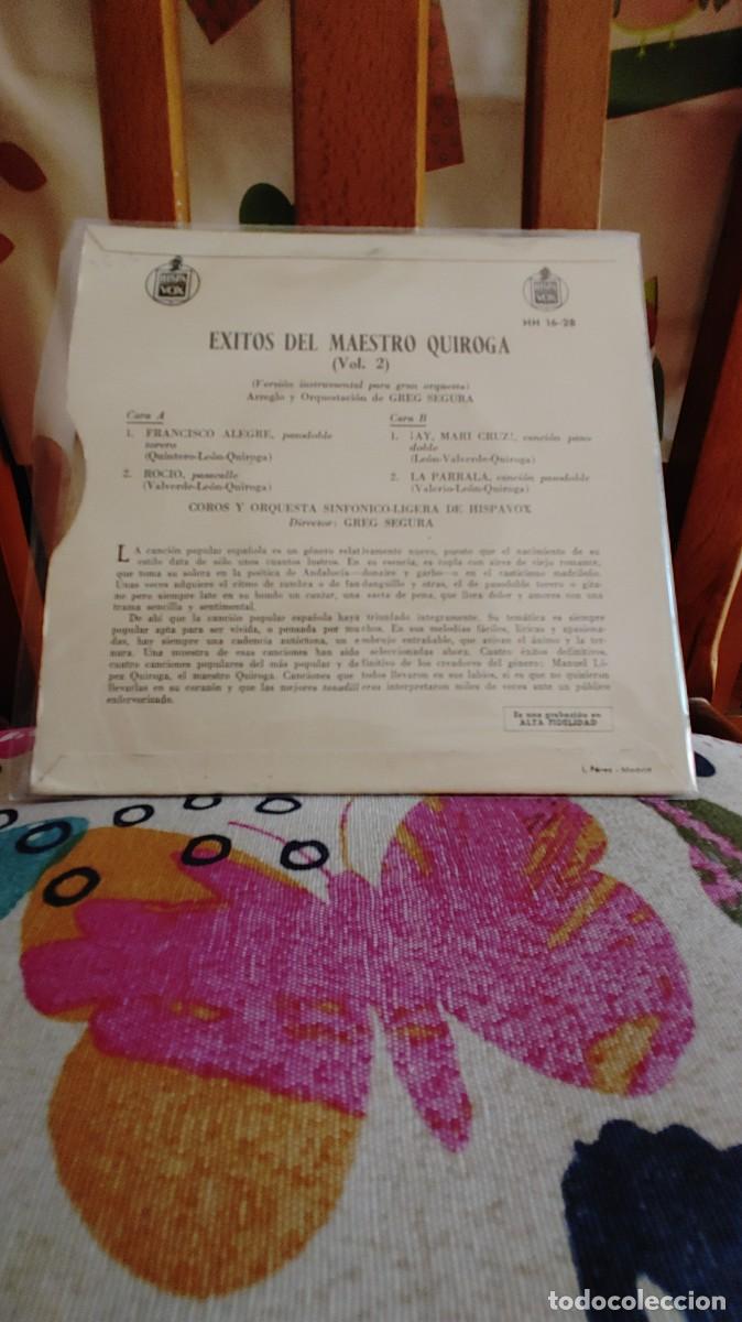 Discos de vinilo: GREG SEGURA-EP EXITOS DEL MAESTRO QUIROGA VOL.2-NUEVO - Foto 2