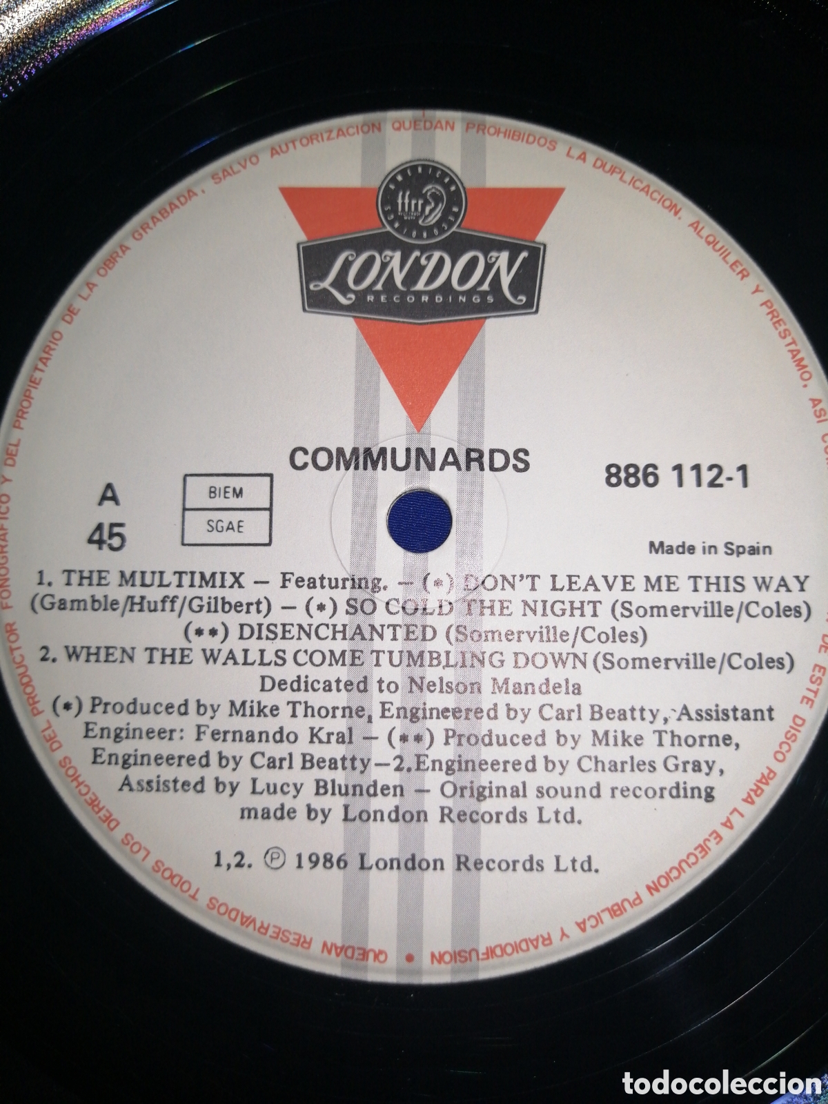 Discos de vinilo: COMMUNARDS - THE MULTIX - POLIGRAM 1987- A 45 RPM - Foto 7