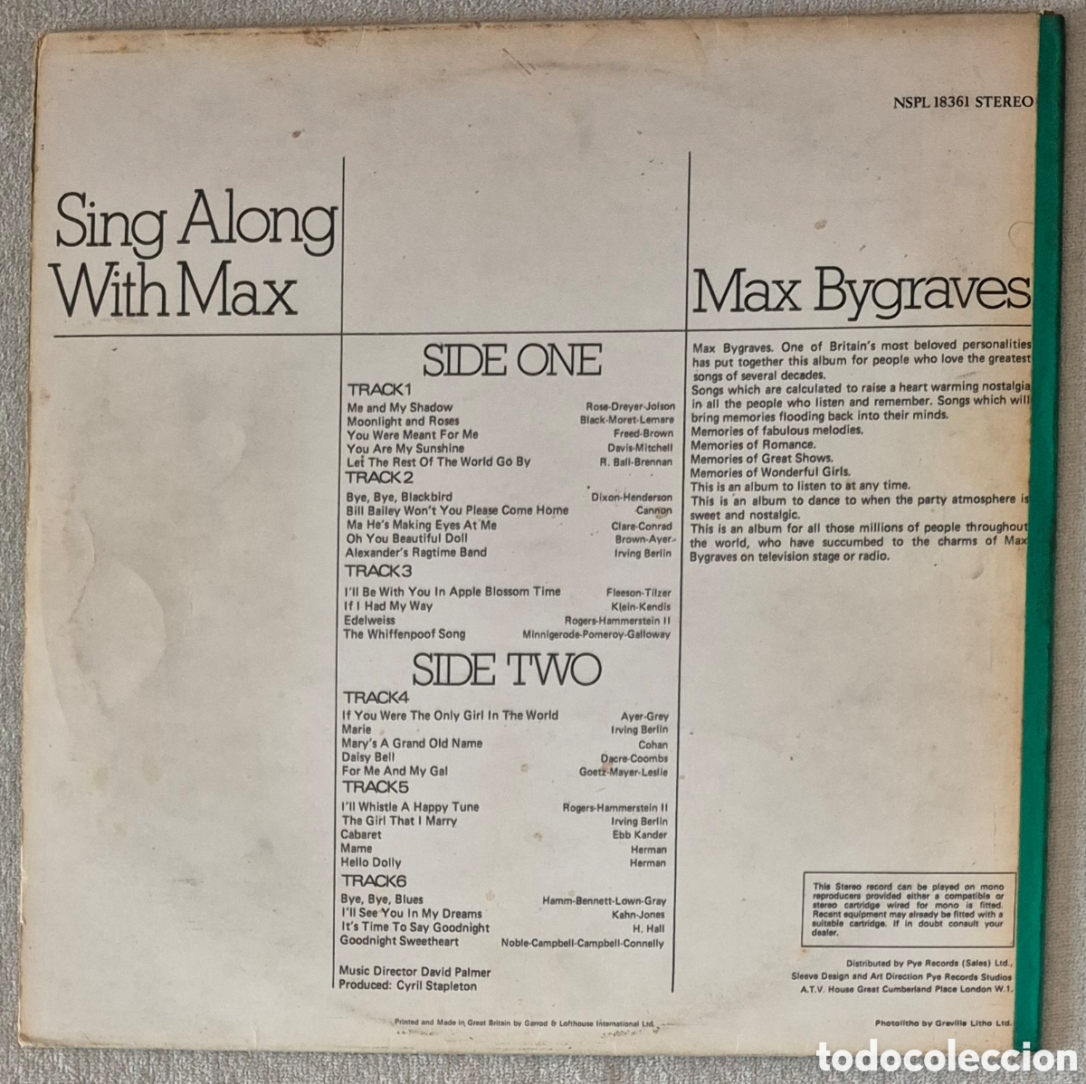 Discos de vinilo: LP - MAX BYGRAVES - SING ALONG WITH MAX - Foto 2