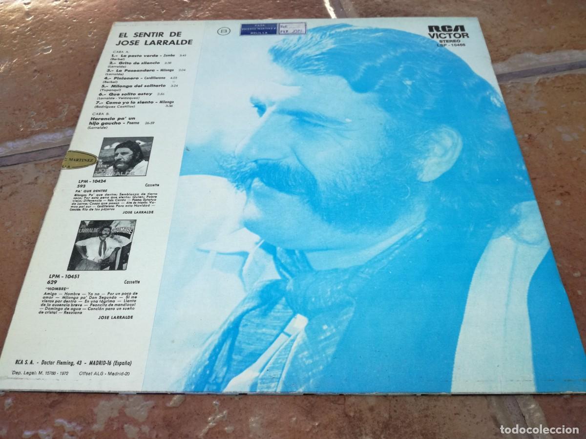Discos de vinilo: EL SENTIR DE JOSE LARRALDE-ORIGINAL 1972 - Foto 2