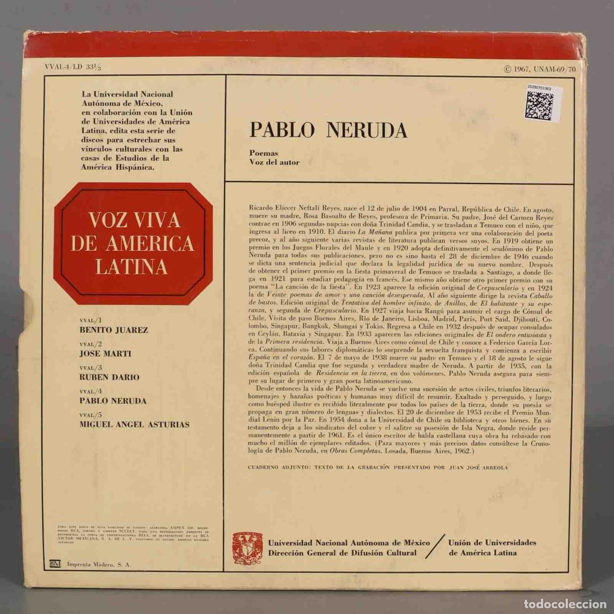 Discos de vinilo: LP. Pablo Neruda &ndash; Pablo Neruda - Foto 2
