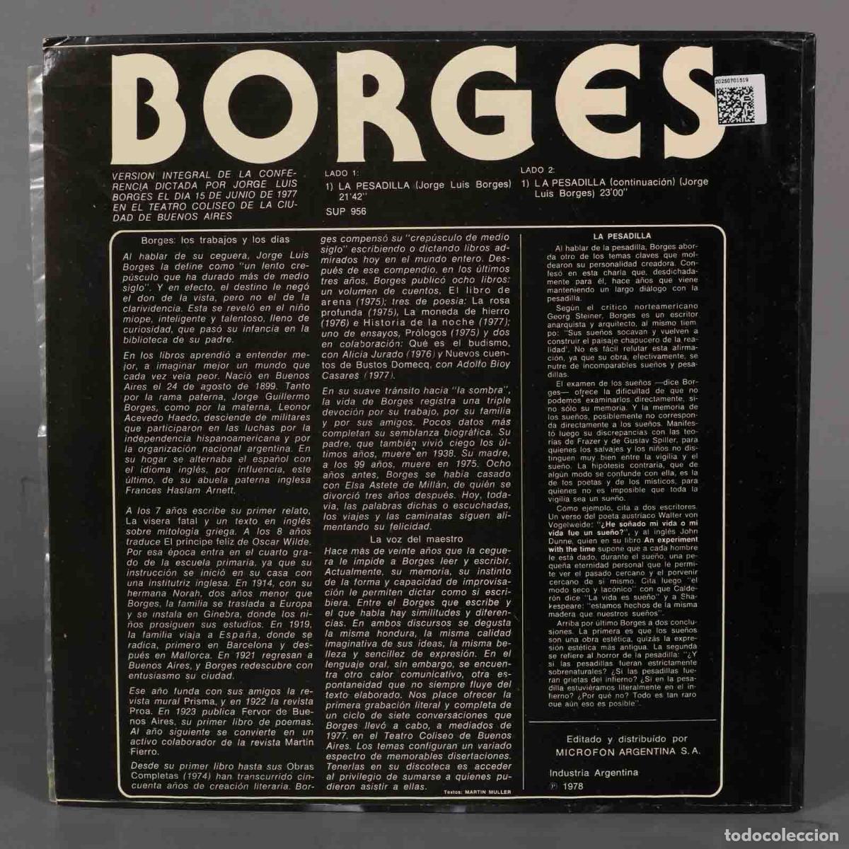 Discos de vinilo: LP. Jorge Luis Borges &ndash; La Pesadilla - Foto 2