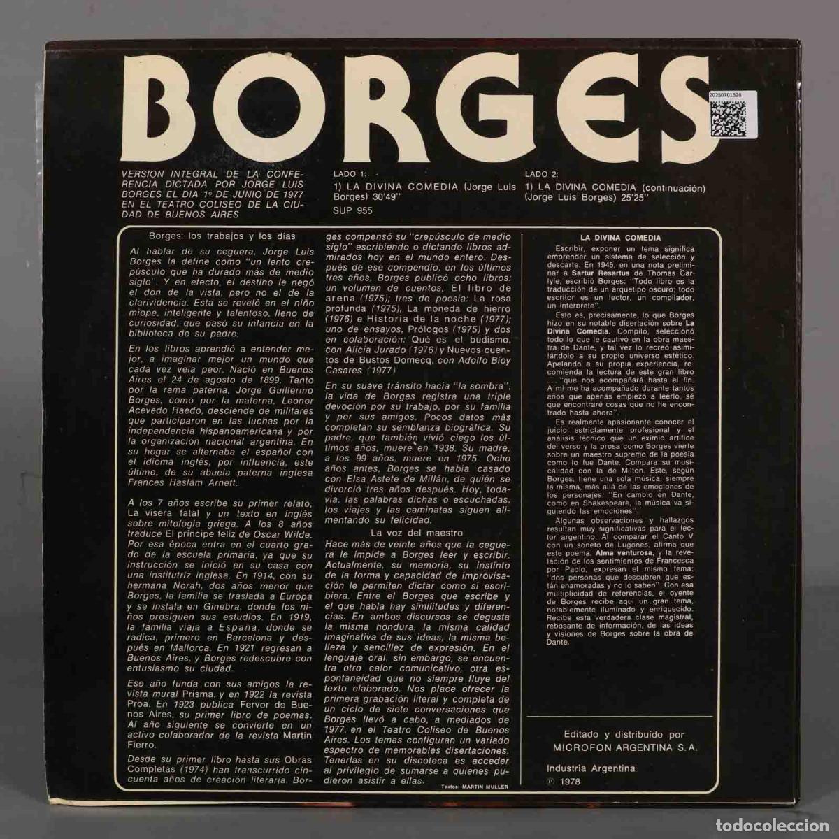 Discos de vinilo: LP. Jorge Luis Borges &ndash; La Divina Comedia - Foto 2