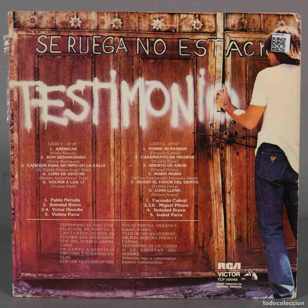 Discos de vinilo: LP. Various &ndash; Testimonio - Foto 2
