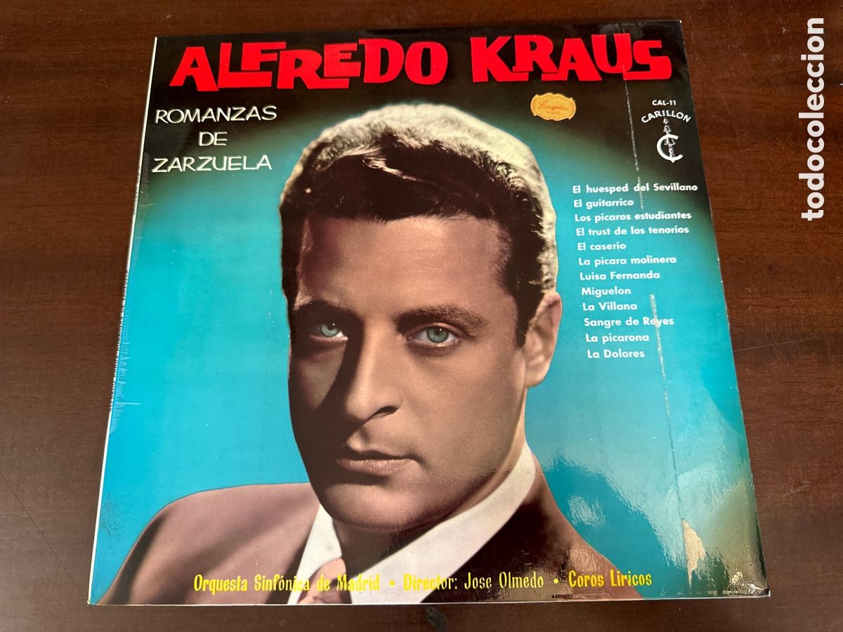 Vinyl records: ALFREDO KRAUS ROMANZAS DE ZARZUELA ORQ.SINFONICA MADRID DIR.JOSE OLMEDO LP 1965 CARILLON SPAIN