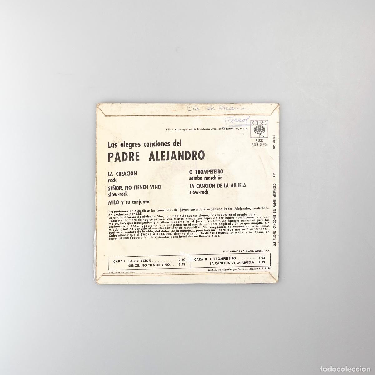 Discos de vinilo: EP. Padre Alejandro. Las Alegres Canciones Del Padre Alejandro (VG/VG) - Foto 2