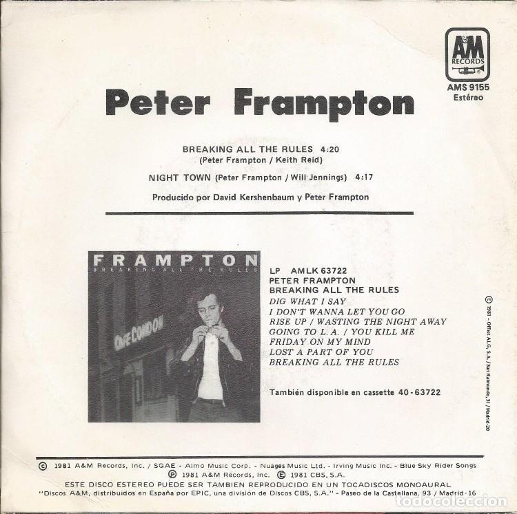 Discos de vinilo: PETER FRAMPTON &middot;&middot;&middot; Breaking All The Rules / Night Town - (Single) - Foto 2