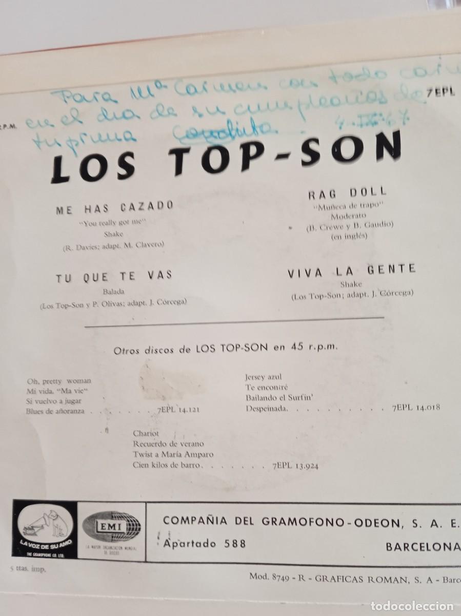 Discos de vinilo: LOS TOP-SON- ME HAS CAZADO. EP - Foto 2