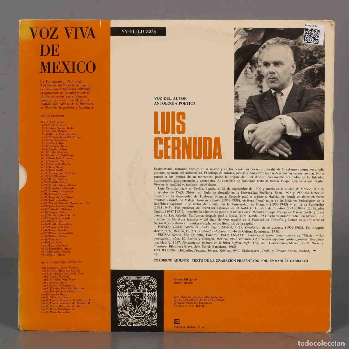 Discos de vinilo: LP. Luis Cernuda &ndash; Antologia Poetica - Foto 2