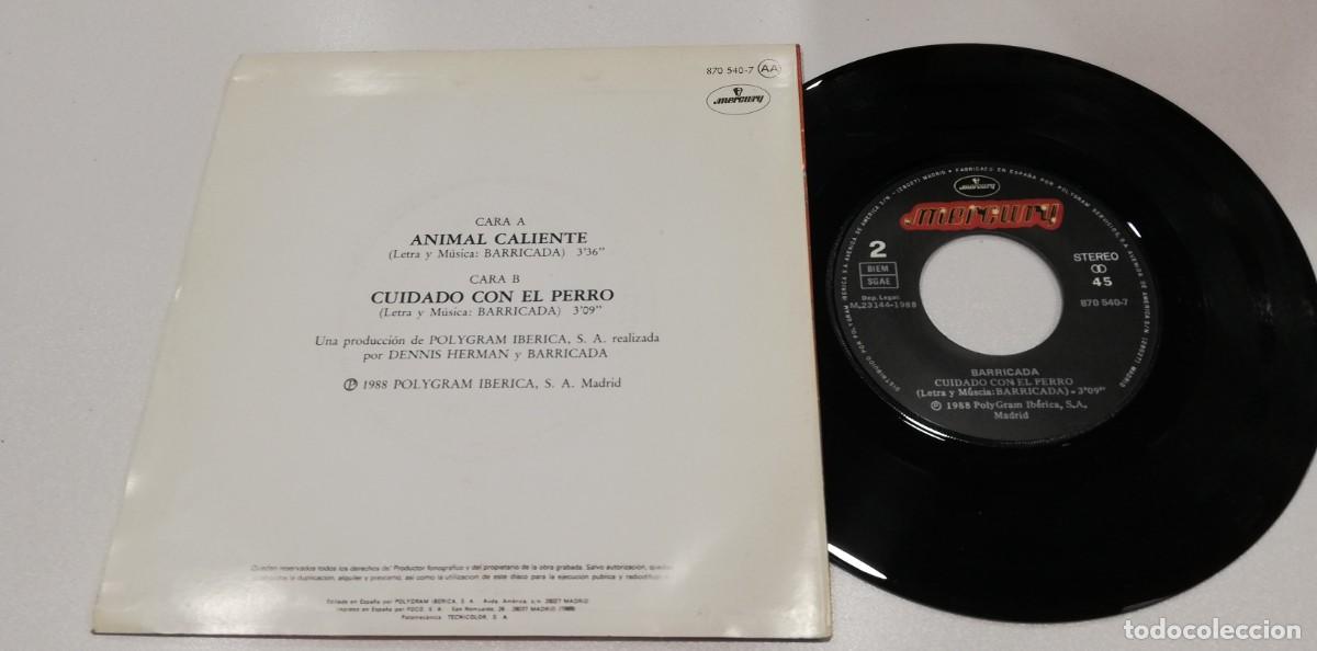 Discos de vinilo: SCO91-Barricada - Animal Caliente (7&rdquo;, Single) - Foto 2