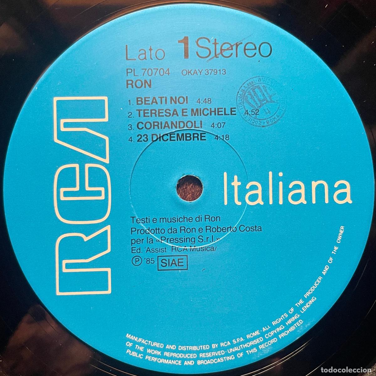 Discos de vinilo: RON / RON (LP RCA 1985) ITALIA - Foto 6
