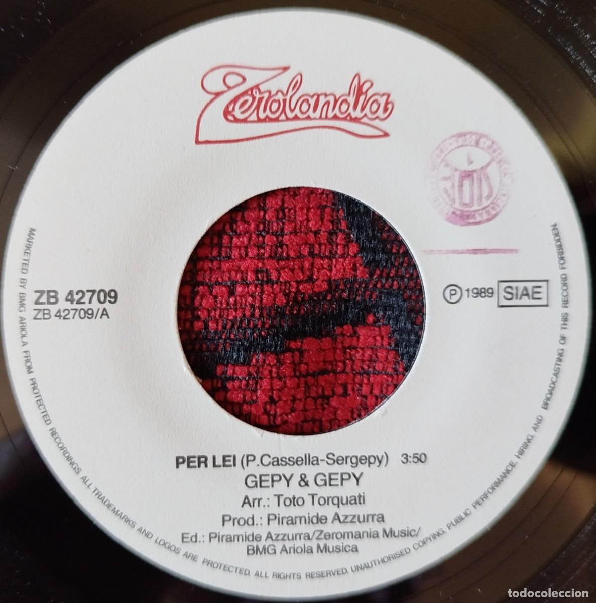 Discos de vinilo: GEPY & GEPY ** Per Lei ** VINILO SINGLE ITALIA 1989 - Foto 3