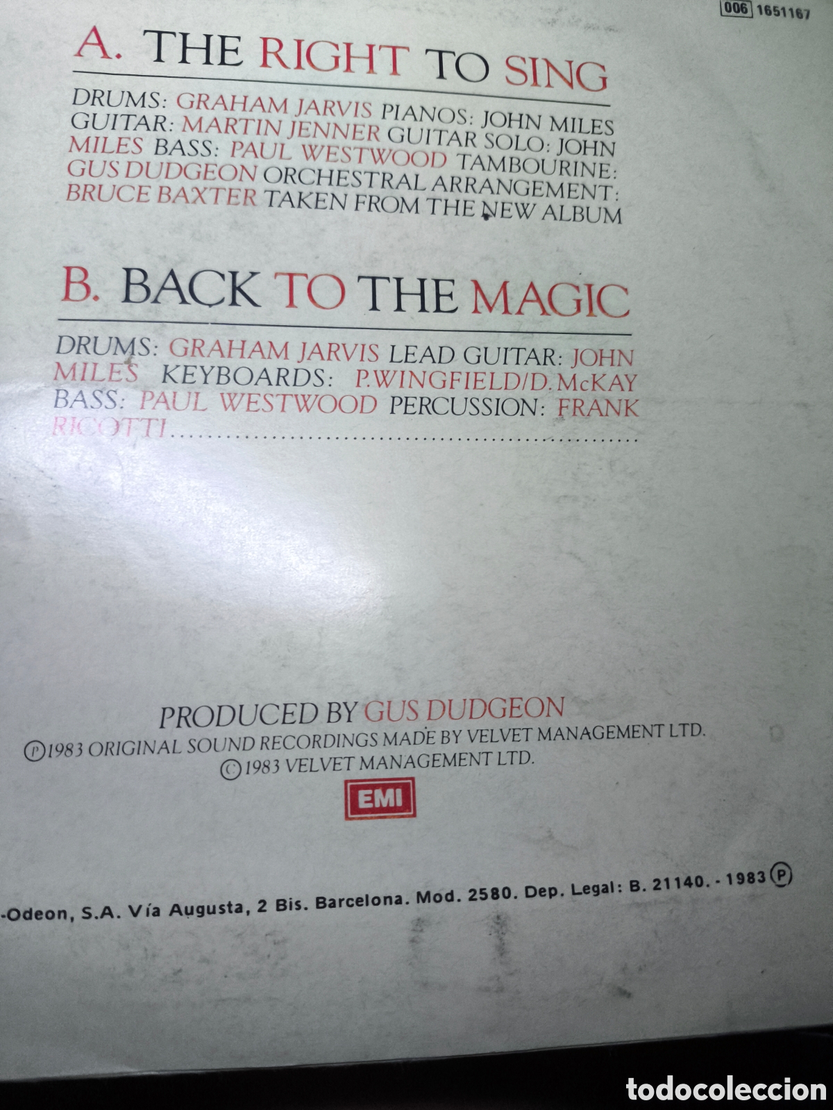 Discos de vinilo: John miles. the right to sing J.n.89 - Foto 2