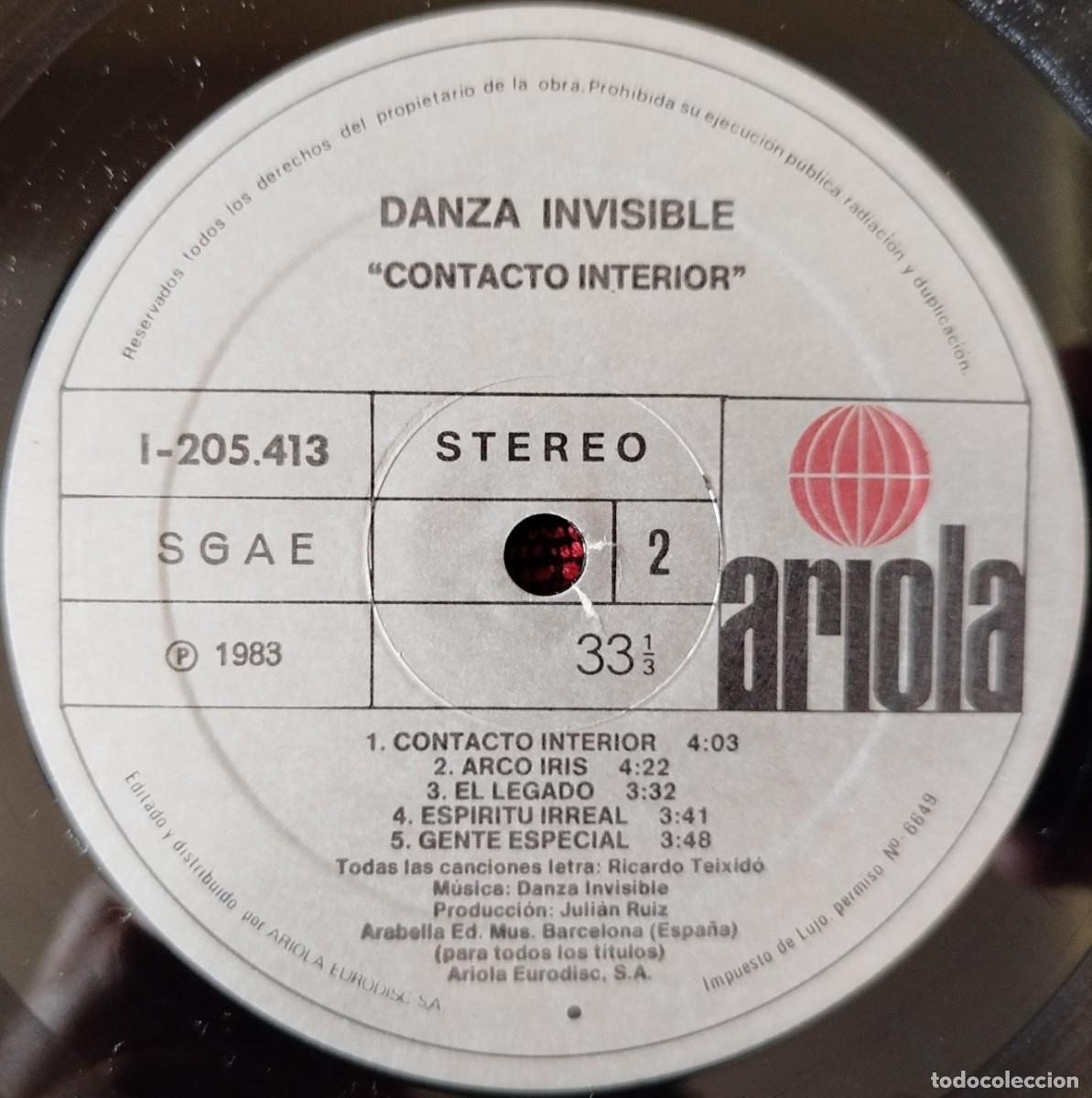Discos de vinilo: DANZA INVISIBLE ** Contacto Interior ** VINILO LP 1983 - Foto 4