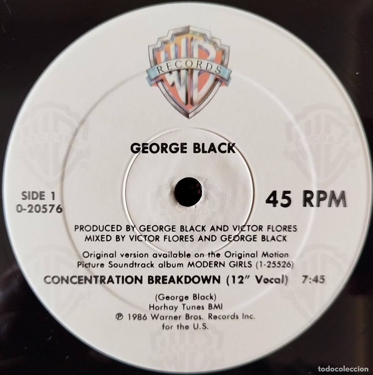 Discos de vinilo: GEORGE BLACK ** Concentration Breakdown ** MAXI SINGLE VINILO 1987 USA - Foto 3