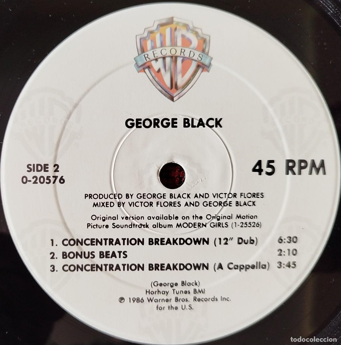 Discos de vinilo: GEORGE BLACK ** Concentration Breakdown ** MAXI SINGLE VINILO 1987 USA - Foto 4