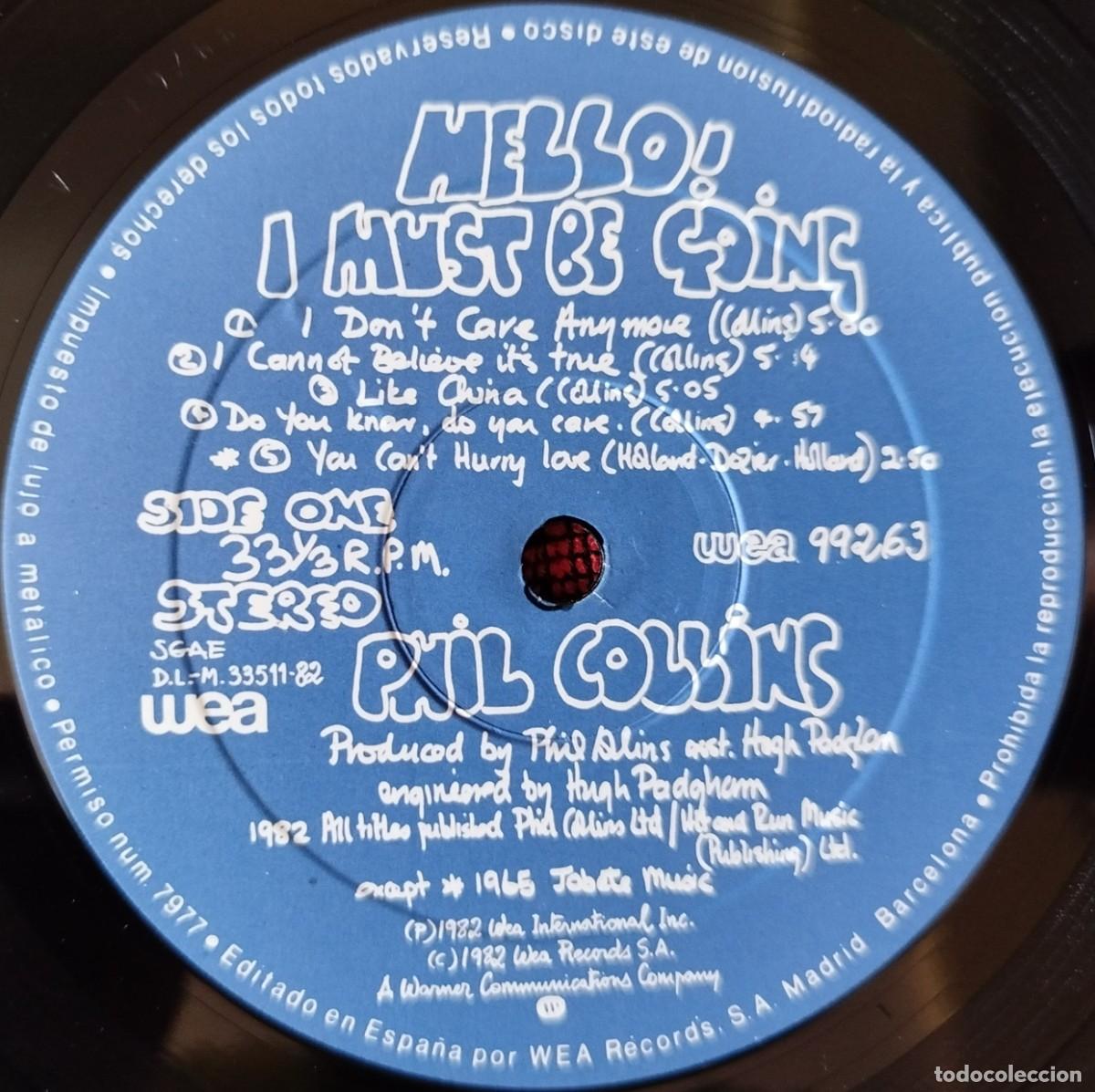Discos de vinilo: PHIL COLLINS ** Hello, I Must Be Going! ** VINILO LP 1982 - Foto 3