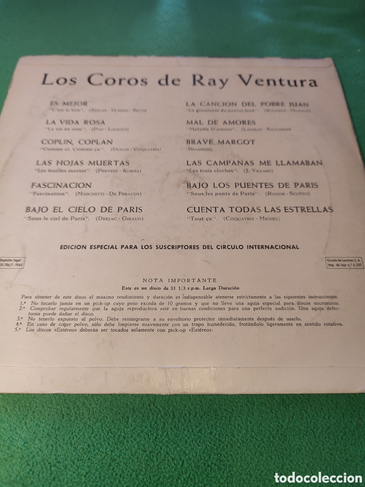 Discos de vinilo: Los Coros de Ray Ventura - Edici&oacute;n 1966 - Foto 2