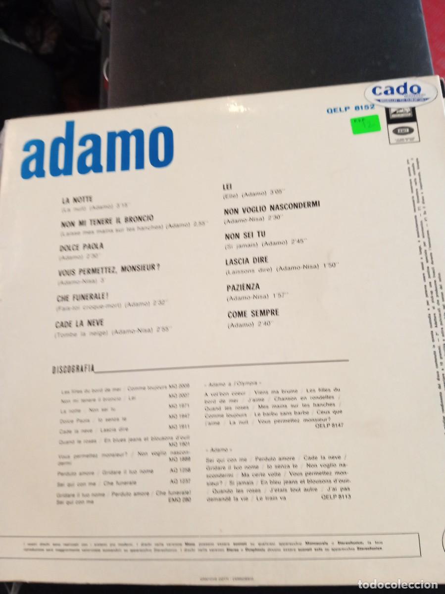 Discos de vinilo: ADAMO- ADAMO. LP ITALIANO. - Foto 2
