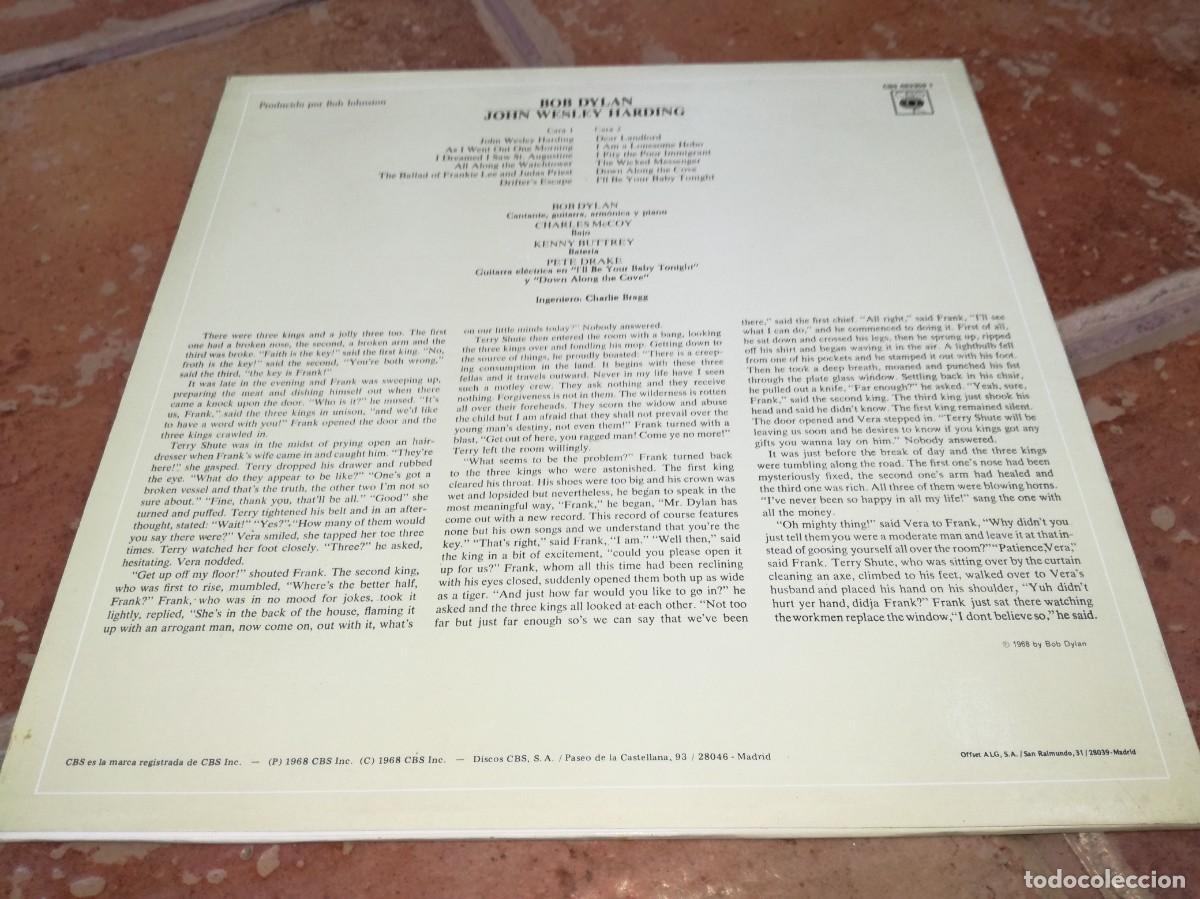 Discos de vinilo: BOB DYLAN-JOHN WESLEY HARDING-EDICI&Oacute;N ESPA&Ntilde;OLA - Foto 2