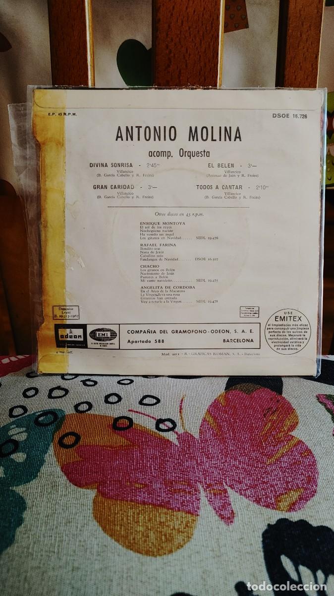 Discos de vinilo: ANTONIO MOLINA-EP DIVINA SONRISA +3 - Foto 2