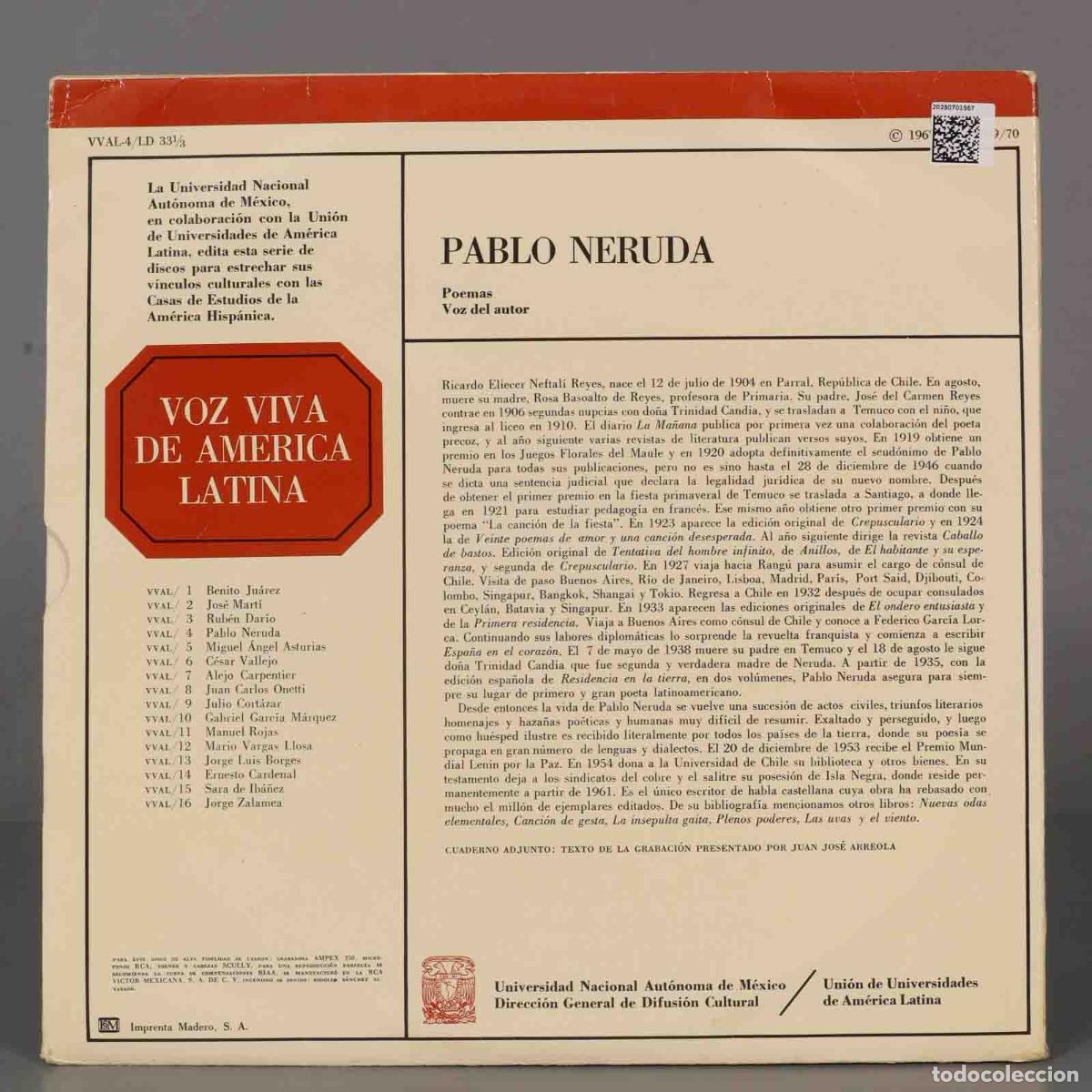 Discos de vinilo: LP. Pablo Neruda &ndash; Pablo Neruda - Foto 2