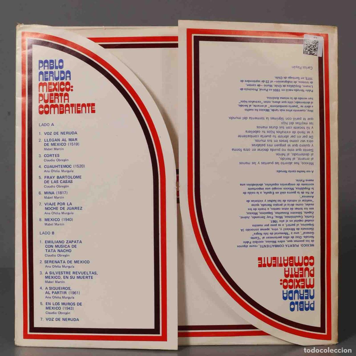 Discos de vinilo: LP. Pablo Neruda / Various &ndash; Mexico: Puerta Combatiente - Foto 2
