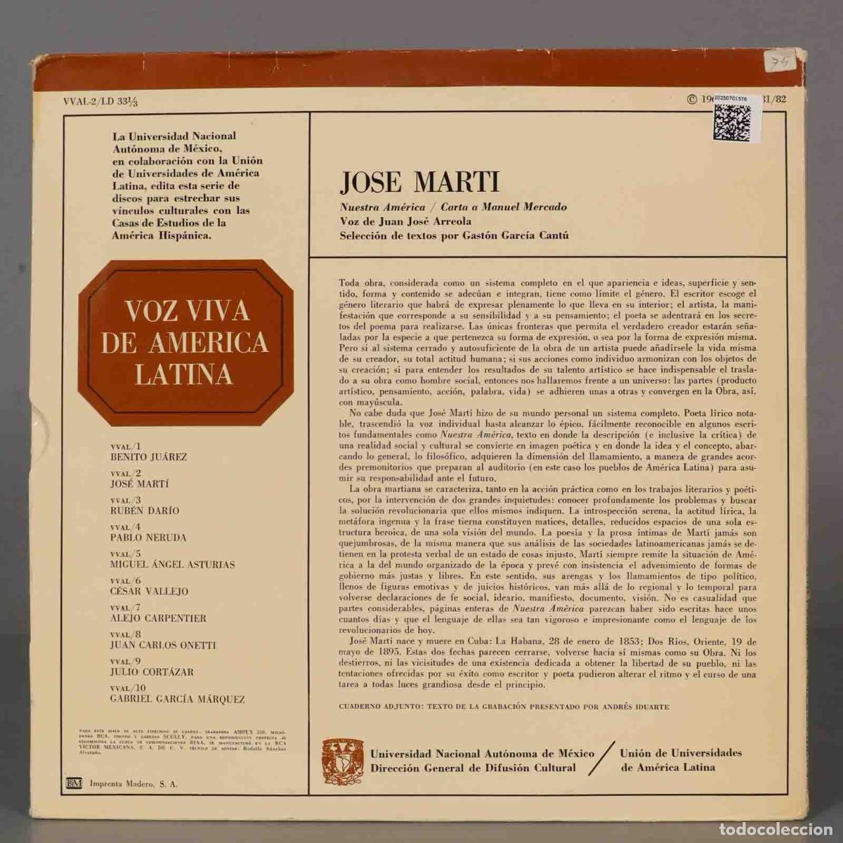 Discos de vinilo: LP. Jos&eacute; Mart&iacute; &ndash; Jos&eacute; Mart&iacute; - Foto 2