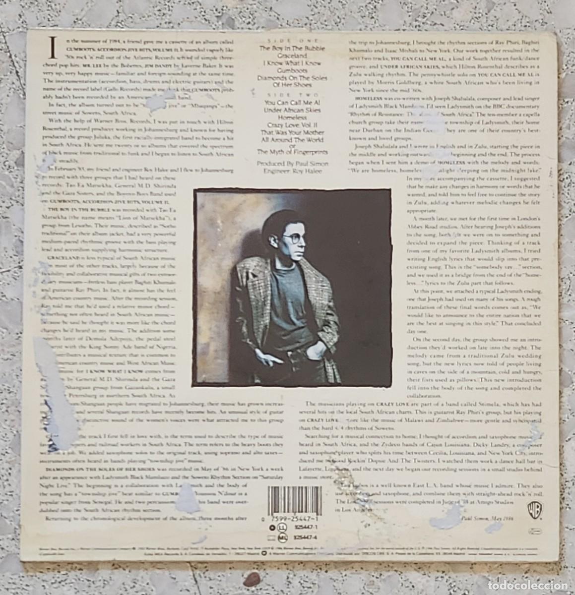 Discos de vinilo: PAUL SIMON GRACELAND - Foto 2