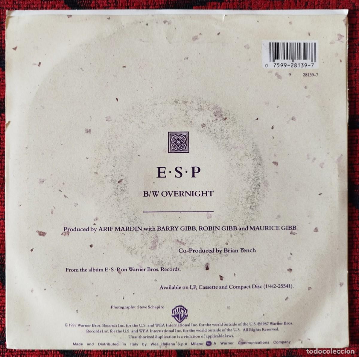 Discos de vinilo: BEE GEES ** E&middot;S&middot;P ** SINGLE VINILO ITALIA 1987 - Foto 2