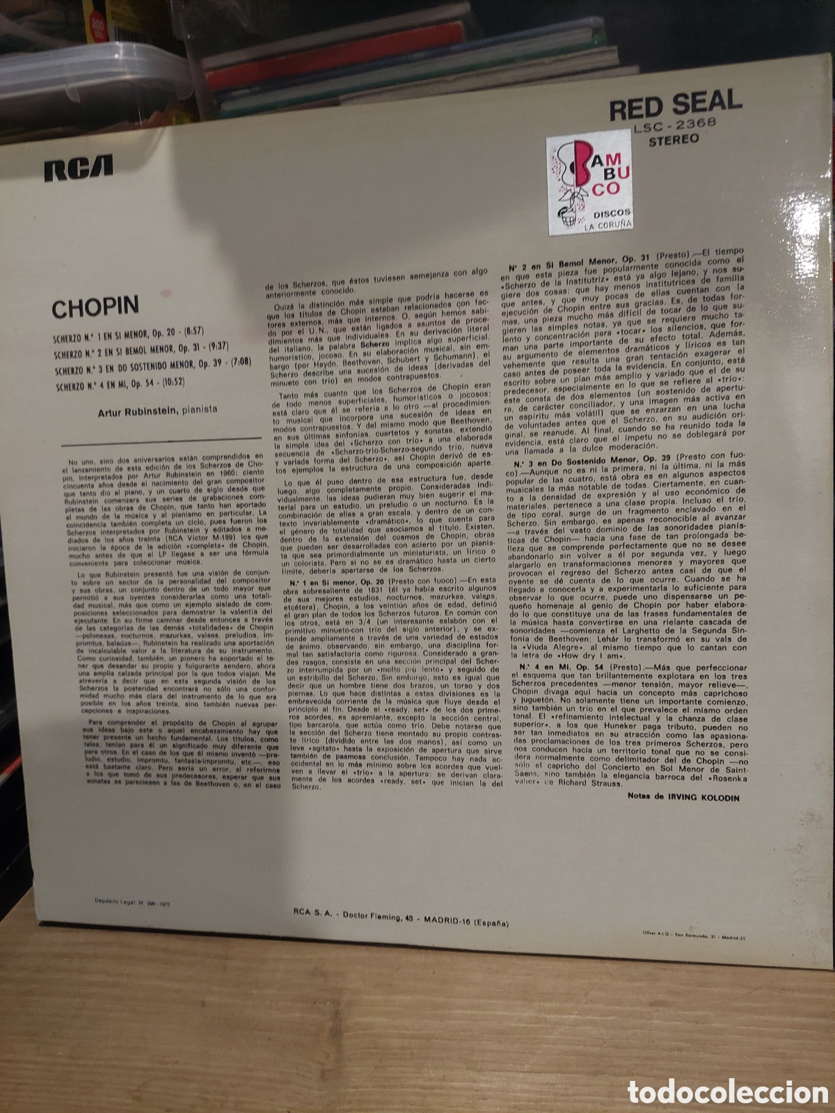 Discos de vinilo: RCA LP CHOOIN ,SCHERZOS RUBINSTEIN - Foto 2