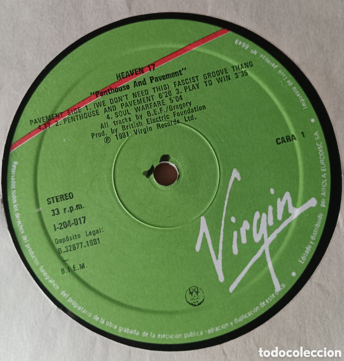 Discos de vinilo: LP HEAVEN 17 &rdquo;Penthouse and Pavement&rdquo; 1981 - Foto 4