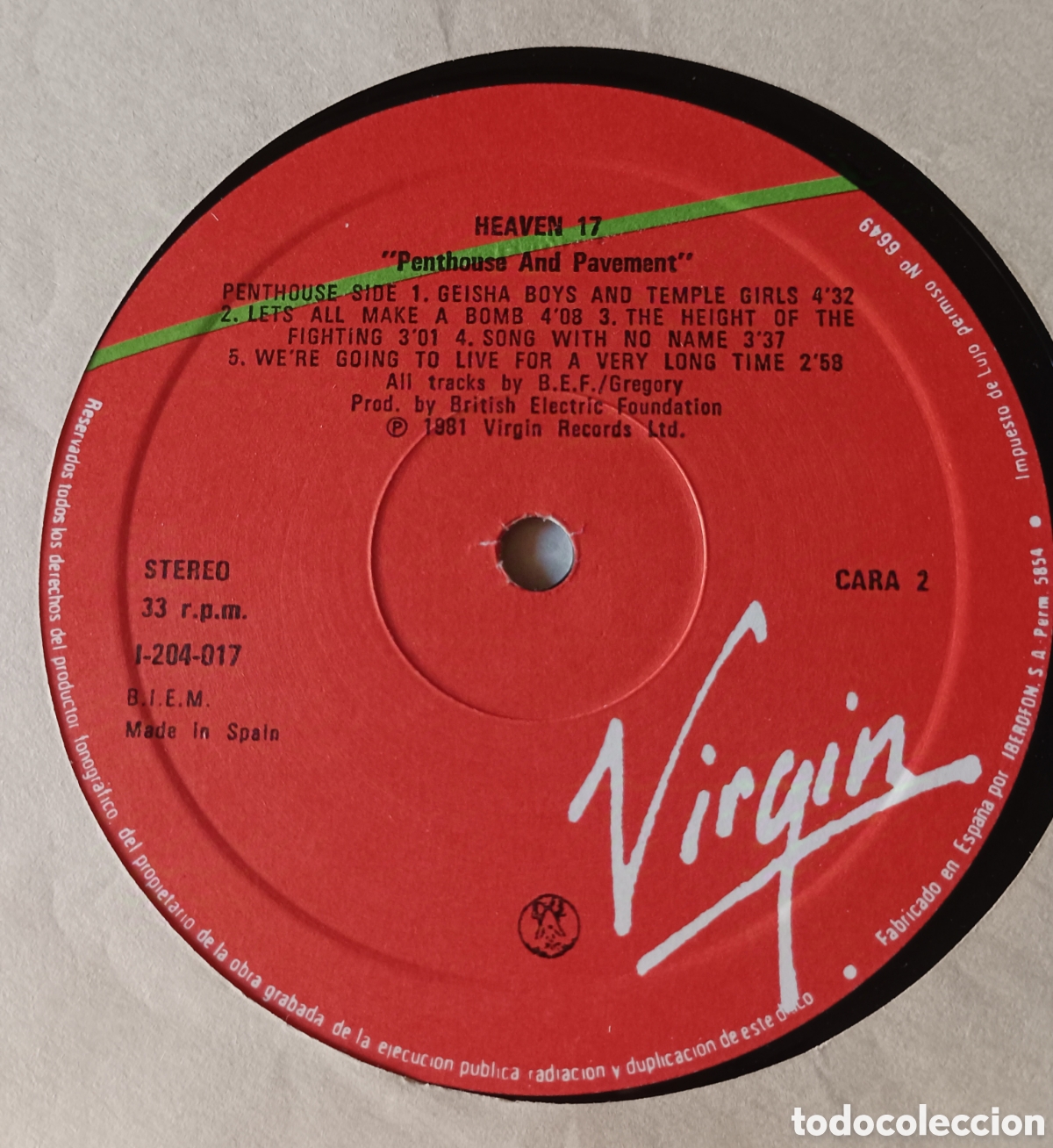 Discos de vinilo: LP HEAVEN 17 &rdquo;Penthouse and Pavement&rdquo; 1981 - Foto 6