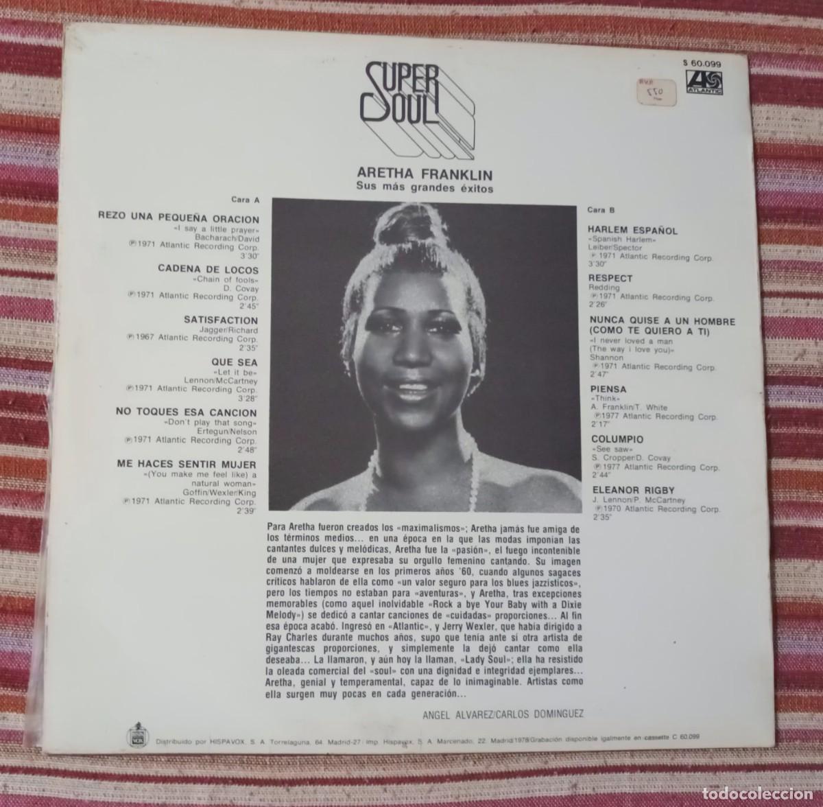 Discos de vinilo: ARETHA FRANKLIN - SUS MAS GRANDES EXITOS - LP - Foto 2