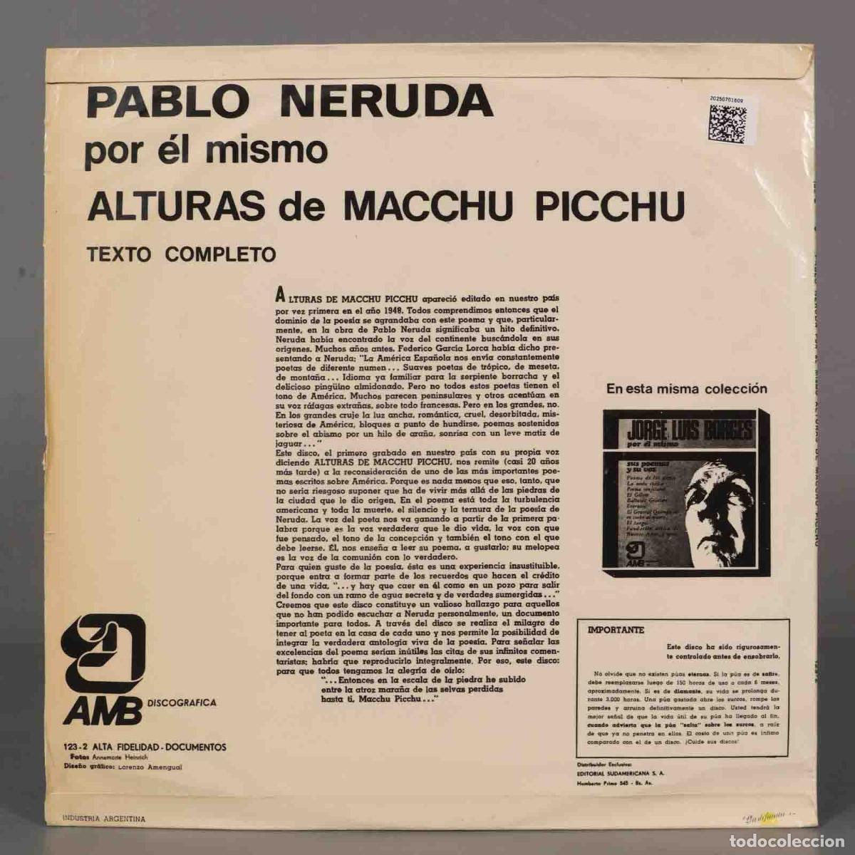 Discos de vinilo: LP. Pablo Neruda &ndash; Alturas De Macchu Picchu - Foto 2