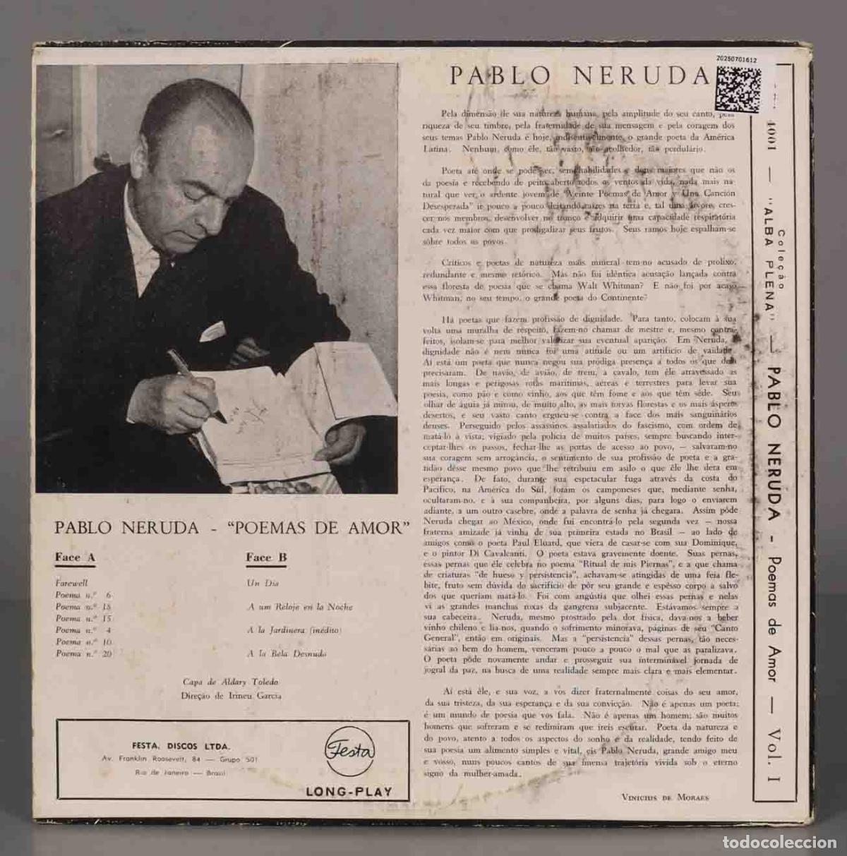 Discos de vinilo: LP. Pablo Neruda &ndash; Poemas De Amor - Foto 2