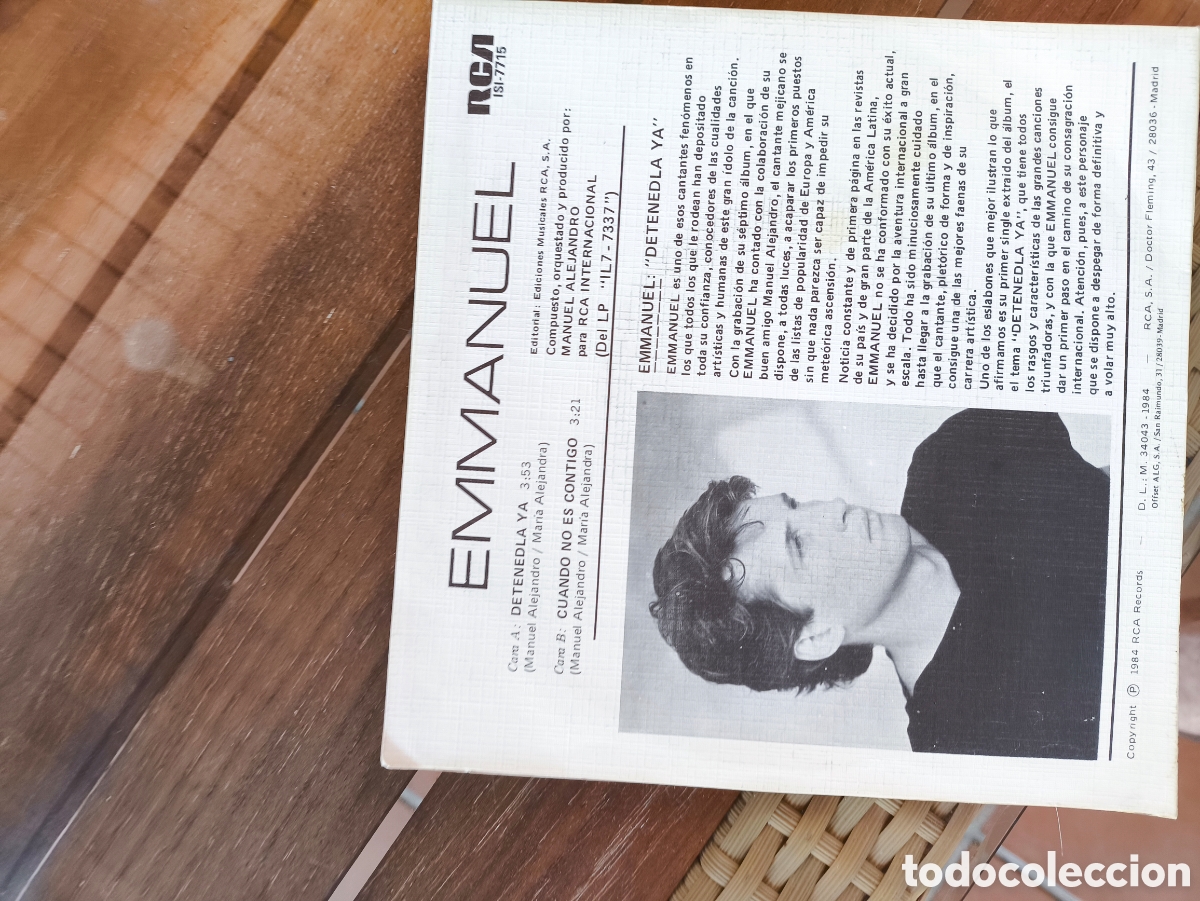 Discos de vinilo: Emmanuel detenedla ya.E.n.339a - Foto 2