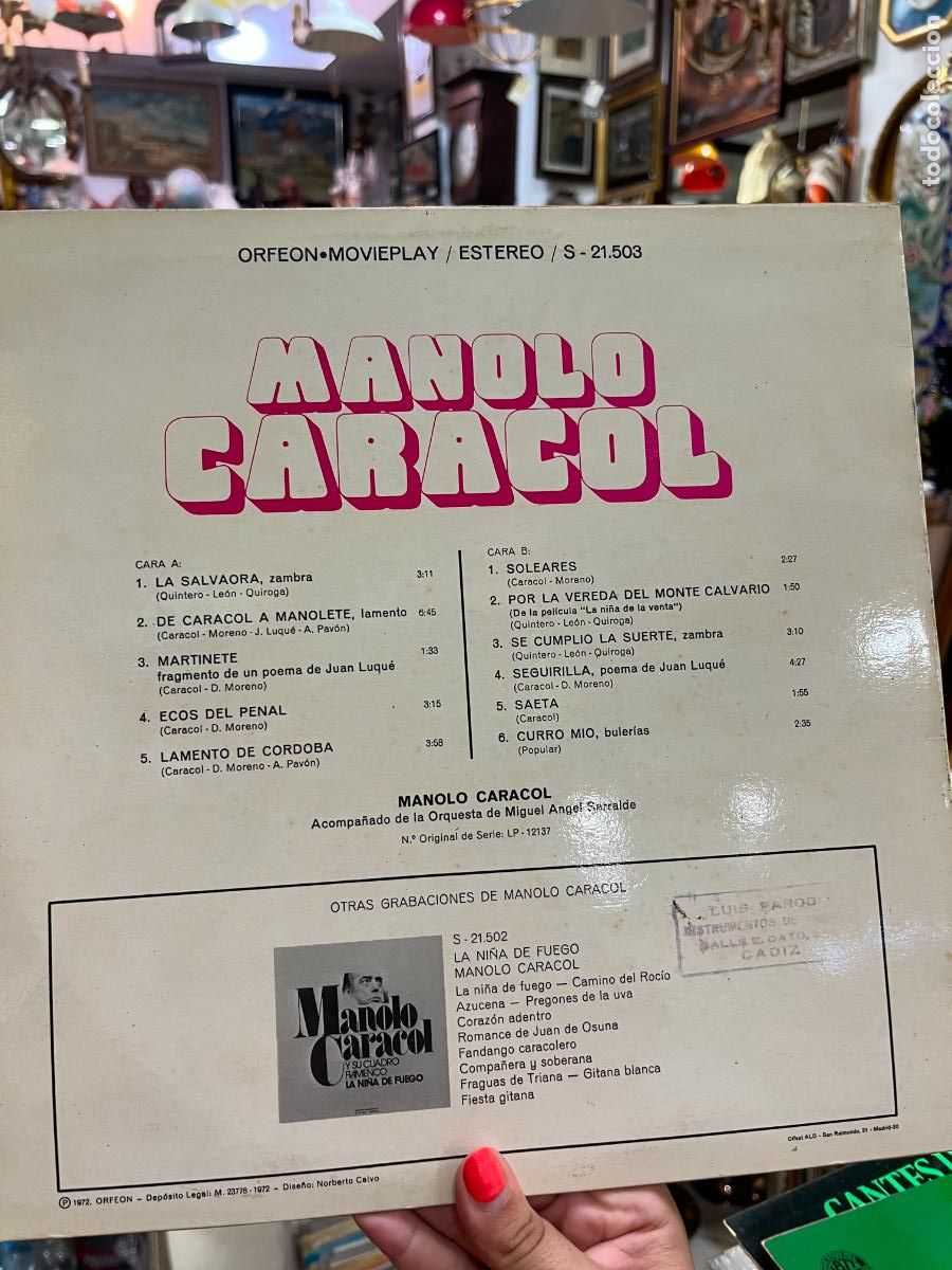 Discos de vinilo: LP MANOLO CARACOL - LA SALVAORA - Foto 2