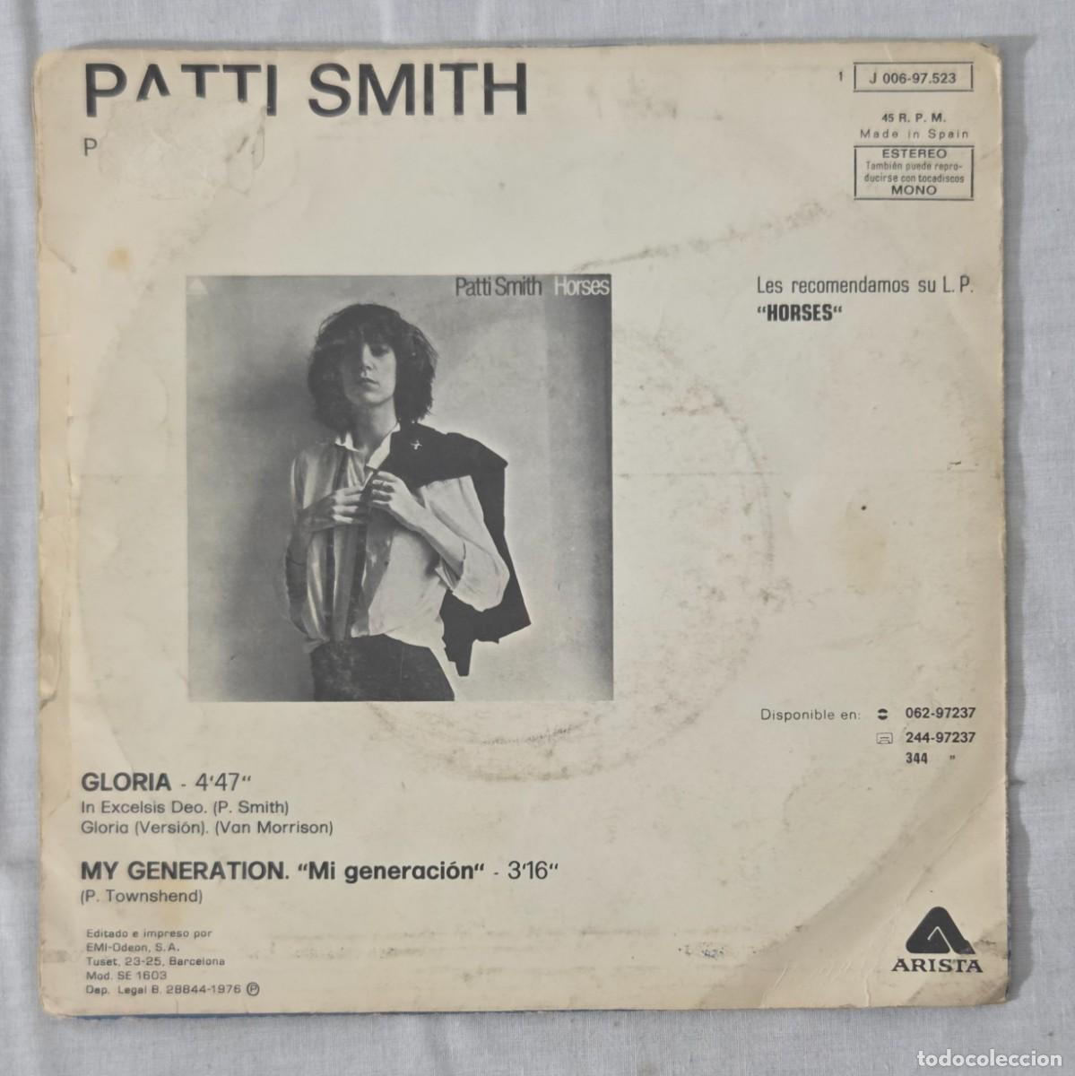 Discos de vinilo: Single Vinilo Patti Smith, Gloria / My Generation - Foto 2