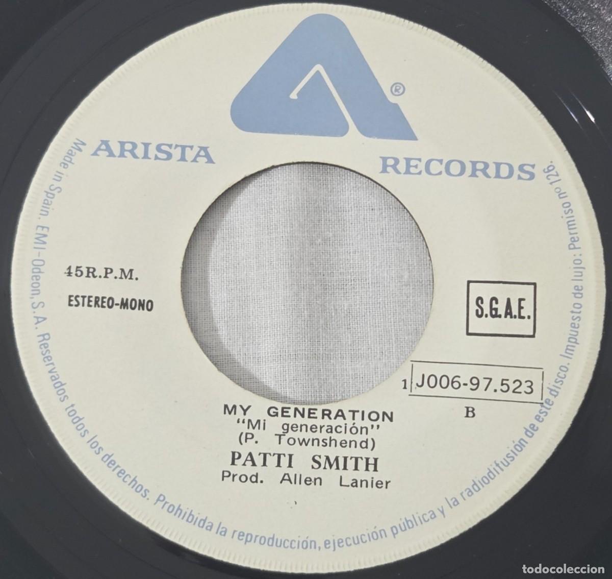 Discos de vinilo: Single Vinilo Patti Smith, Gloria / My Generation - Foto 6