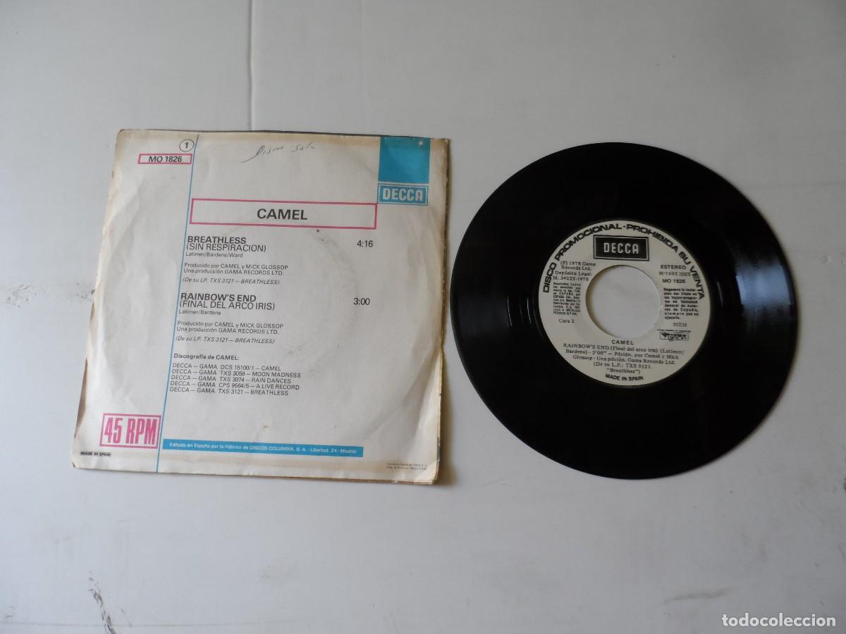 Discos de vinilo: DISCO SINGLE VINILO 45 RP CAMEL BREATHLESS-RAINBOWS END - Foto 3