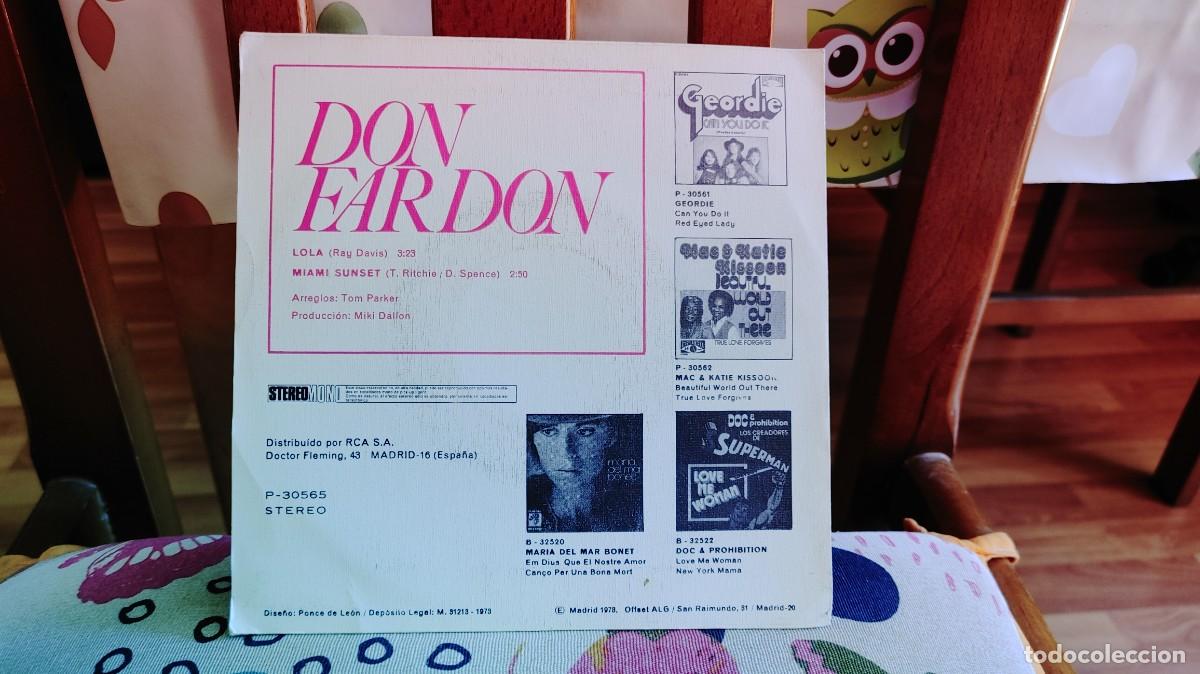 Discos de vinilo: DON FARDON-SINGLE LOLA - Foto 2