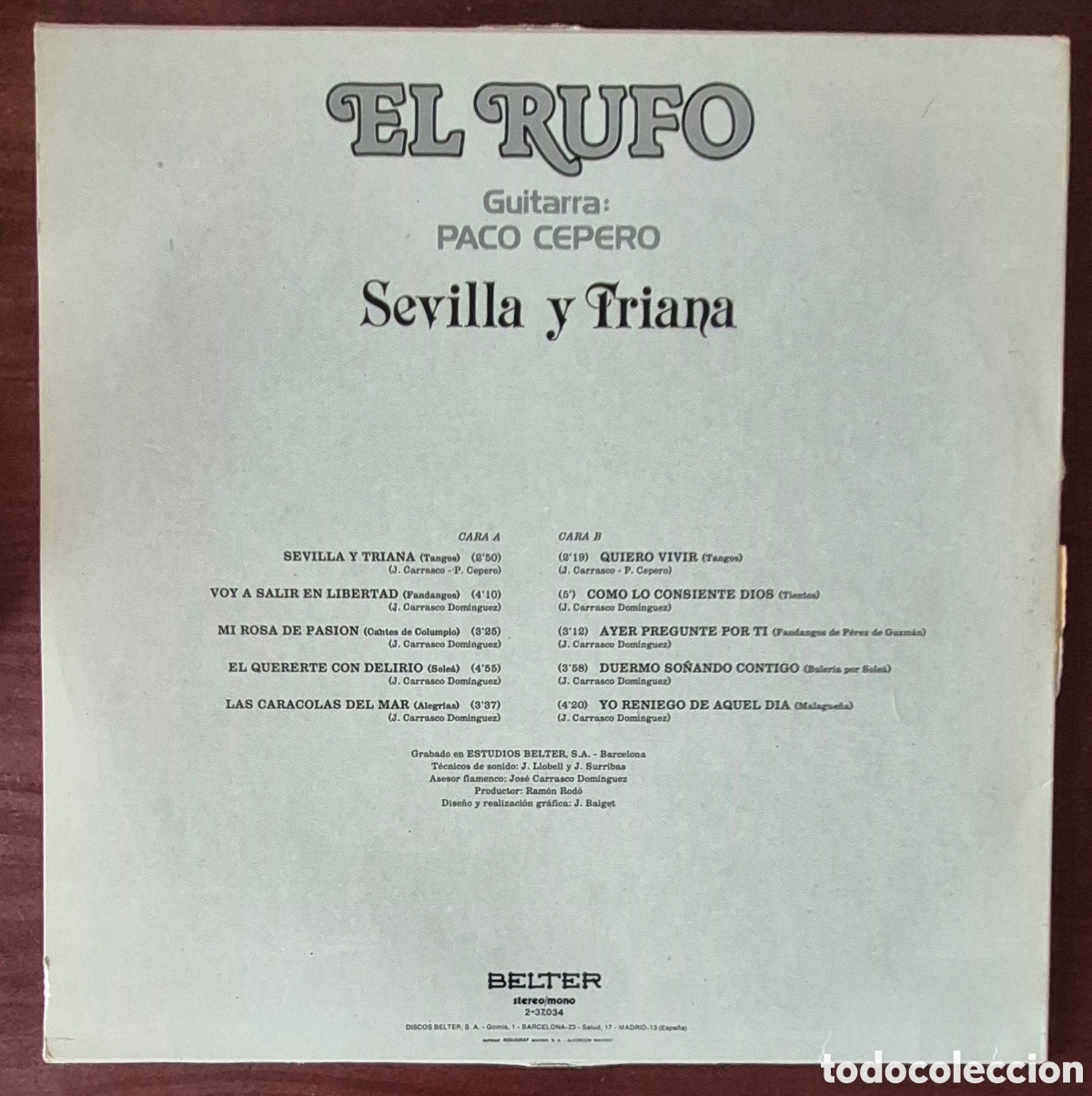 Discos de vinilo: LP - EL RUFO - SEVILLA Y TRIANA - Foto 2
