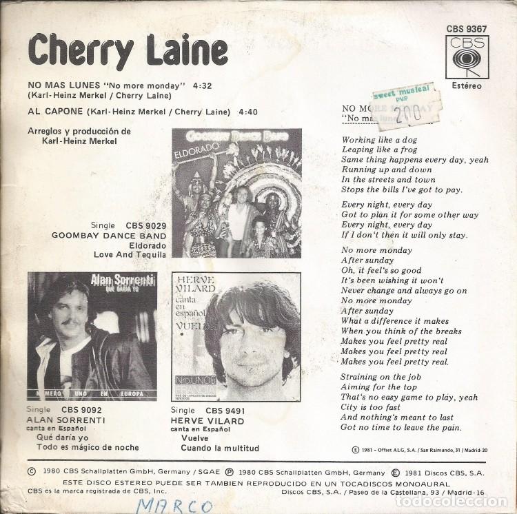 Discos de vinilo: CHERRY LAINE &middot;&middot;&middot; No More Monday / Al Capone - (Single) - Foto 2