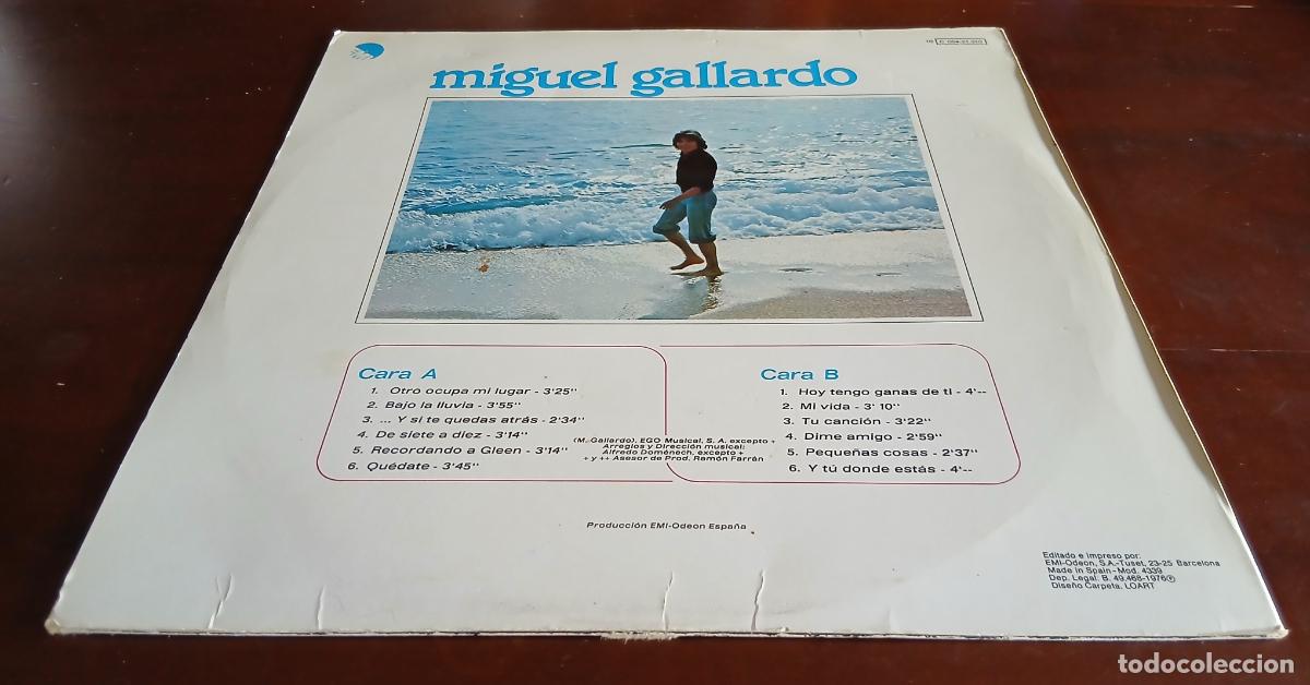 Discos de vinilo: MIGUEL GALLARDO - SUS GRANDES EXITOS - LP - 1976 - Foto 2