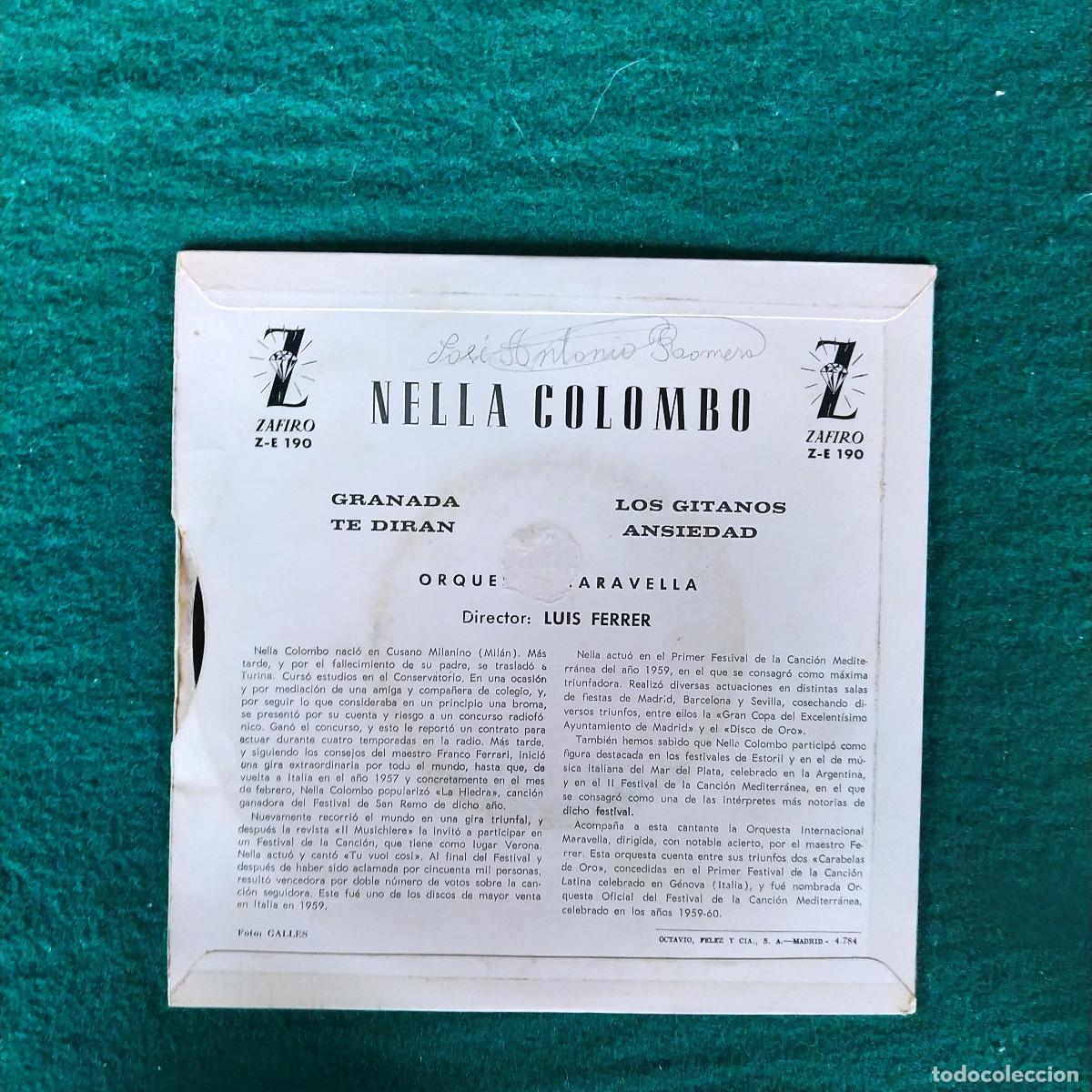 Discos de vinilo: Nella Colombo &ndash; Granada / Los Gitanos / Te Dir&aacute;n / Ansiedad - Foto 2