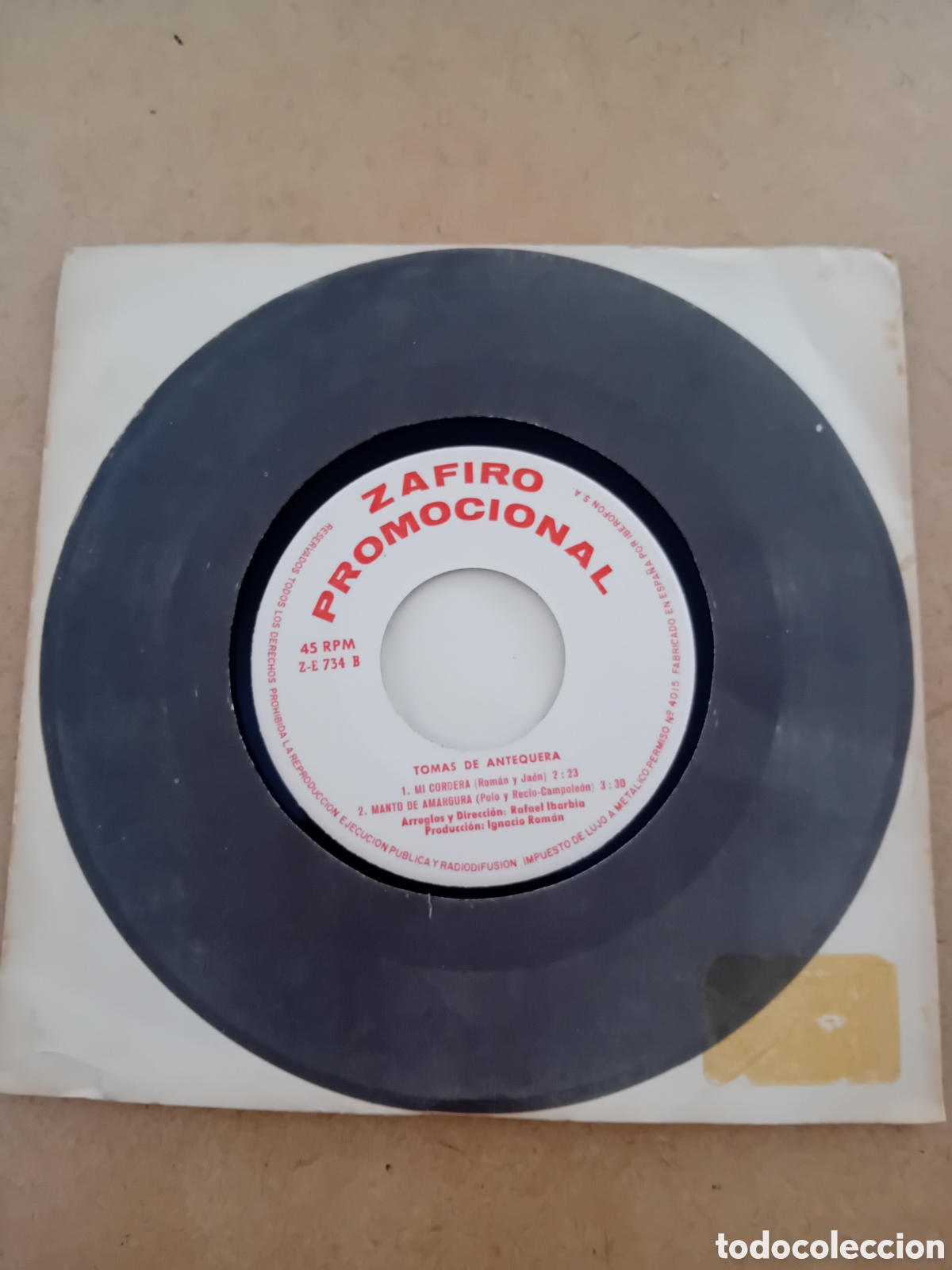 Discos de vinilo: TOMAS DE ANTEQUERA. CABALLITO MORO. MI CORDERA - Foto 2